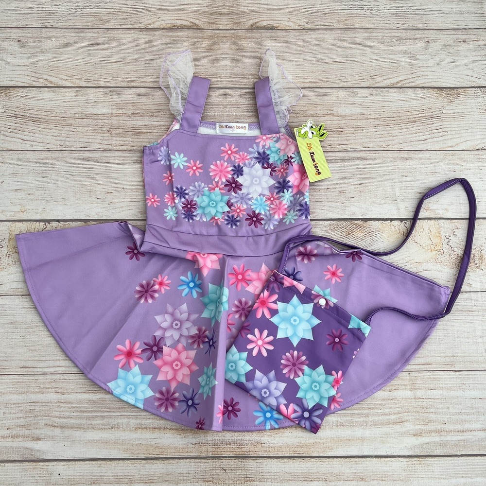 Encanto Princess Isabella Cosplay Dress with Bag Sz 3-4 y (100) Encanto Costume - Picture 5 of 11